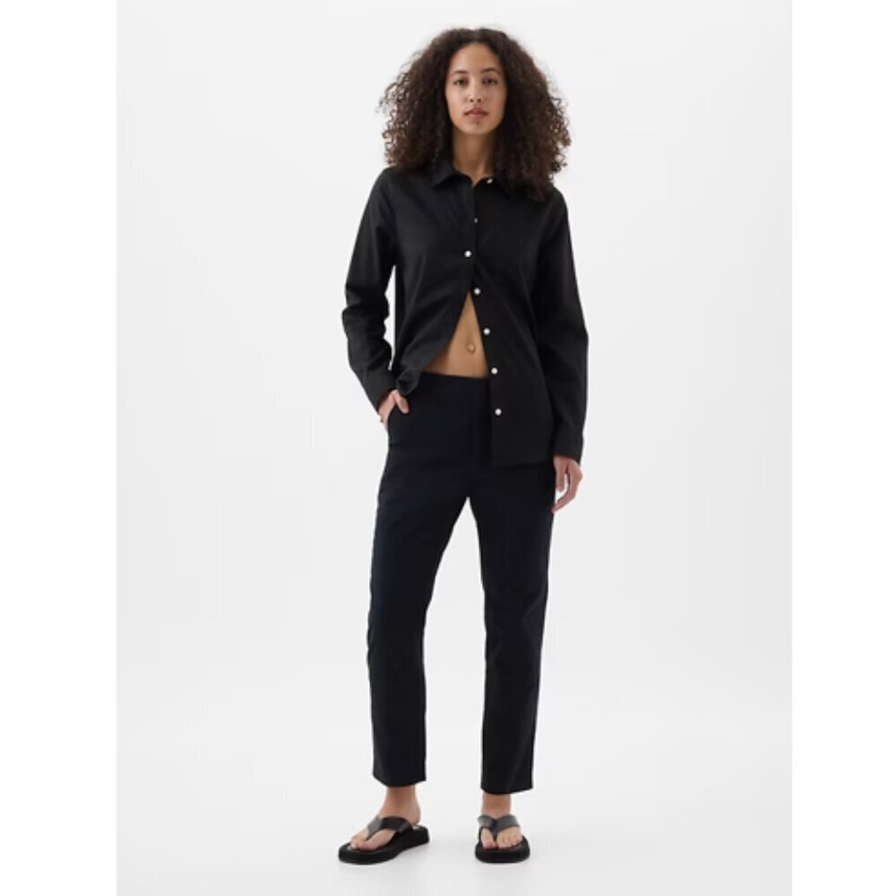 GAP Mid Rise Downtown Khakis Stretch Slim Ankle Pants Black 10 PETITE RT$70 NWT